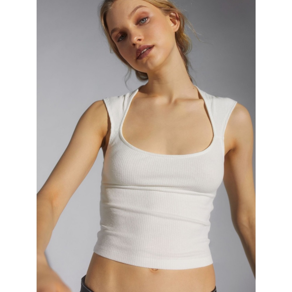 UO open backed white crop tank